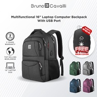 BRUNO CAVALLI Multifunctional 16" Laptop Computer Backpack with USB Port BN09-BN8670-18 Laptop Bag C