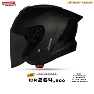 JS Armor - Matte Black Visor SMOKE | Premium Half Face Helmet for Adult Men and Women SNI