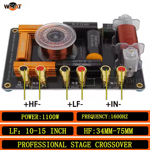 ER10/High Quality 1100W For 10-15 Inch Woofer,31-75 core tweeter 2Way Audio Metal Crossover Network 