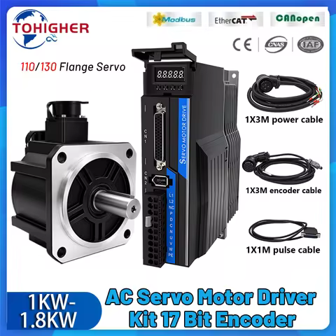 Servo motor 1000W/1.5KW/1200W/1500W/1800W/750W servo motor 130 and driver ethercat servo motor 220V 