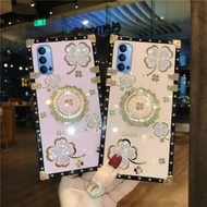 Casing Oppo Reno7 Reno6 Reno5 Reno4 Pro Reno3 Reno2Z Luxury diamond glitter square phone case with ring holder