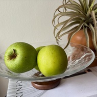 Ripplecrest Glass Bowl (glass pedestal bowl/textured glass bowl/glass fruit bowl)