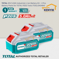 TOTAL 20V 5.0Ah Industrial Li-ion Battery Kit – 2 Pcs Battery Packs for TOTAL P20S Tools (TOSLI24046