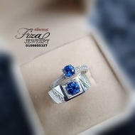 cincin couple permata biru gelap silver 925, cincin couple batu biru perak925, silver925 couple ring