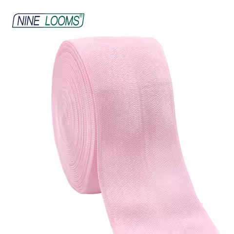 NINE LOOMS Shiny Fold Over Elastic FOE 1-1/2" 40mm Spandex Satin Band Webbing Fabric Underwear Dress