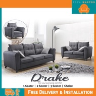 Sofa Master - Drake 1/2/3 Seater With Chaise Fabric Sofa Set In Dark Grey