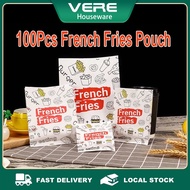 100Pcs Fries Paper Holder Fries Pouch Shawarma Burger Wrapper Greaseproof Paper Graham Bar Packaging