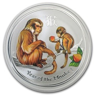 2016 Perth Mint Lunar Monkey 1 oz .999 Silver Colorized Coin BU (Series II) Color Colored Colour Col