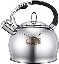 Stovetop Heat Water Kettle 3L Whistle Kettle Stainless Steel Whistling Teakettle Portable Handle Kettle For Induction Gas Stove Top Kettle Teapots for Tea (Color : Silver, Size : 18 * 23.5cm)