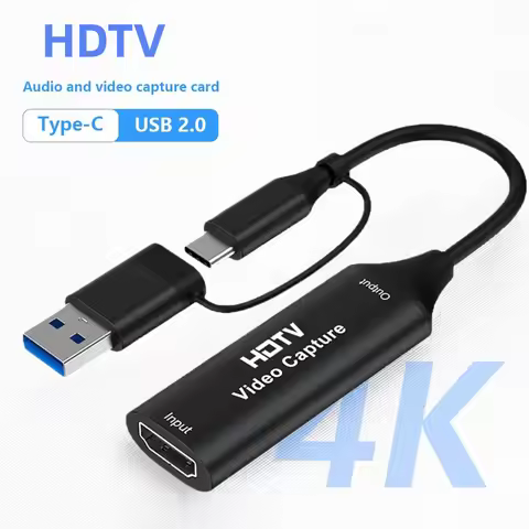 1080P Capture Card 4K hdmi-compatible to USB-A/USB-C USB2.0 Capture Video Audio Recording for OBS St