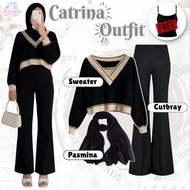 Trendy Teenage Outfit (Crop Sweater, Cutbray Pants, Bella Square) One Set Casual Hangout AS4Z