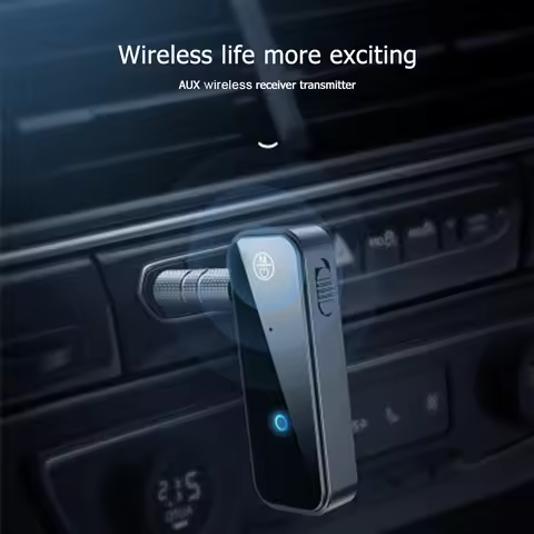 Bluetooth 5.0 2-in-1 Audio Adapter 3.5mm AUX TX RX Dual Modes CD-Grade Lossless Audio for TV Car Non