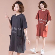 Ladies Cute Plankton Graphics Double Pockets T shirt Dress Shirt Dress Plus Size avail