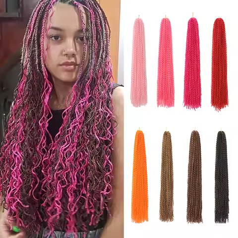 3X Pre-Looped Curly Synthetic Zizi Braids Thin Small Box Braid Crochet Twisted Hair Synthetic Kaneka
