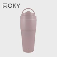 【WOKY 沃廚】手提激凍輕芯鈦瓷易潔層保溫杯750ml(5色可選) 粉植花園(粉)