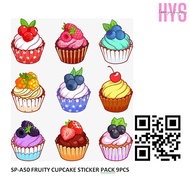 HEARYOUSHOP 9PCS CUTE FRUITY CUPCAKE STICKER PACK SP-A50 DIY DECORATION CRAFT SEAL LABEL STATIONERY