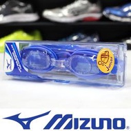 鞋大王Mizuno N3TF-409500(82)藍色 PC鏡片，TPR護墊，矽膠頭帶泳鏡(兒童款)