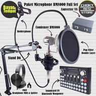 Cod Paket Microphone Bm8000 Full Set Plus Soundcard F8 Woopower +