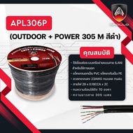 สายแลน LAN CAT6 OUTDOOR + POWER 305 M สีดำ APL306Pยี่ห้อ APOLLO