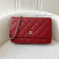 (Pre-loved) Chanel Classic Wallet on Chain WOC in Red Caviar SHW