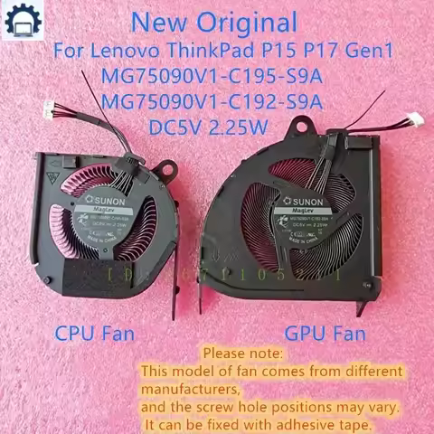 Fornew original laptop CPU GPU cooling fan for Lenovo ThinkPad P15 p17 Gen1 fan MG75090V1-C195-S9A M
