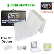 Sleepy Night Single Orthopaedic Foldable Mattress (Single 2'/ 3"/ 4") / Knitted fabric / High Density Foam / Flexi combo free gifts / Novelle pillow protector / Novelle mattress protector / Smart Body fat Weigh scale