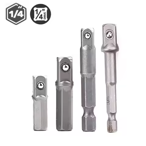 1/4pc Drill Socket Adapter Chrome-Vanadium Steel 1/4in Hex Shank To Square Socket Conversion Drill B