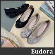 [Eudora] Wedge Shoes Low Heel OL Work Baby Round Toe Bag Bow Glitter
