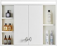 Medicine Cabinet, Concealed Bathroom Cabinet, Wall-Mounted Waterproof Mirror Box with Light, Shelf, Wall-Mounted Mirror Storage Cabinet (Color : White, Size : 80 * 66cm)