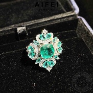 AIFEI JEWELRY Emerald Accessories Sterling Personality Ring Korean Perempuan Women Cincin Silver Perak 純銀戒指 For Original 925 Adjustable R1866