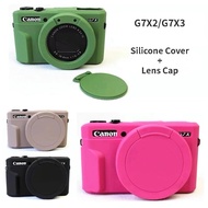 Sarung Silikon Dengan Penutup Kanta untuk Canon G7x2 G7x3 G7x Mark 2 3 Penutup Kamera Getah Lembut K
