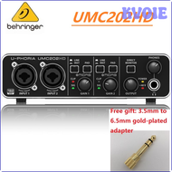 KVOIE BEHRINGER UMC22/ UM2/UMC202HD ไมโครโฟนลำโพงการบันทึกสดการ์ดเสียงภายนอก USB HREWE อินเตอร์เฟซเค