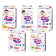 Merries Super Premium Newborn (Up to 5kg) S 70pcs 4-8kg M 52pcs 6-11kg L 48pcs 9-14kg XL 38pcs 12-22