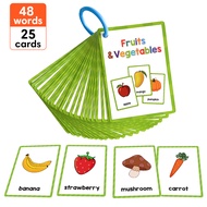 25PCS บัตรคำภาษาอังกฤษ Flashcards English Fruits Vegetable Recognize Vocabulary Building English Wor