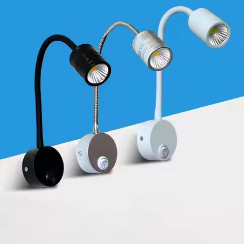 cabinet Lights Black, Flexible Gooseneck Lamp LED 3W 3000K Wall Mounted 220V with Switch for Bedroom