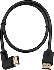 Poyiccot HDMI 2.0 Male to Male Cable 90 Degree, 2 Feet / 60cm Gold Plated High Speed HDMI Male to Ma