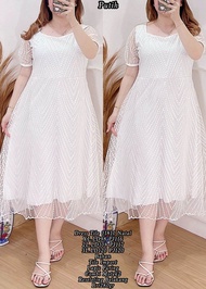DRESS TILE NATAL TERBARU 2024 TANGAN PENDEK-DRESS WANITA BAHAN TILE BROKAT LAPISAJ FURING-DRESS TANG