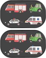 Police Car Ambulance Print Car Sun Visor Fire Engine Tractor Pattern Rear Window Sun Shade 2-Piece U