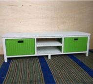 ( Ready Stok)Lemari Rotan Sintetis 2 Laci DVD Meja TV Rotan Minimalis Murah
