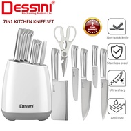 DESSINI 7 IN 1 Kitchen Knife Set Pisau Dapur Stainless Steel Chef Chopper Slicer Bread Knife Scissor