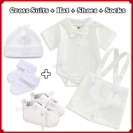Christening Baby Boy Clothes Set Baptismal Baby Boy Outfit Church Cross Embroidery Romper with Bowti