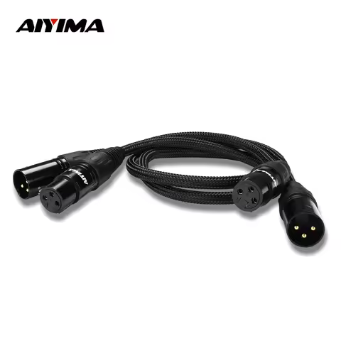 AIYIMA 1Pair 0.5m XLR Cable 6N OFC Male to Female Microphone Extension Cables for Amplifiers Balance