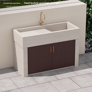 Washing Sink Outdoor Courtyard Integrated Basin Cabinet Custom Rock Slab Garden Laundry Sink Cabinet