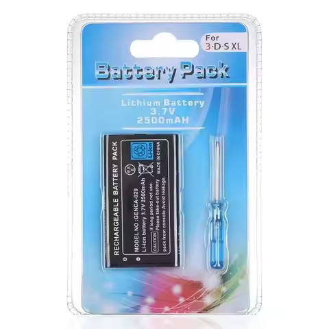 3.7V 2500mAh Rechargeable Lithium Battery for 3DS XL Replacement Battery with Screwdriver for New 3D