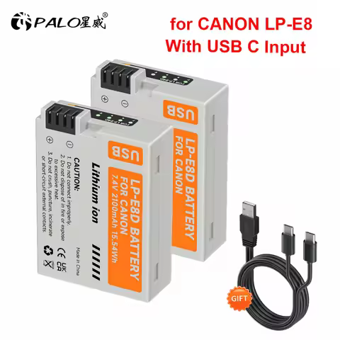 PALO 2100mAh LP-E8 LP E8 LPE8 Battery With USB Inport for CANON EOS Rebel T2i T3i T4i T5i 550D 600D 