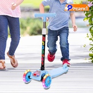 [Perfk1] 3 Wheel Scooter 4 Level Adjustable Height Kids Scooter for Park Outdoor Yard