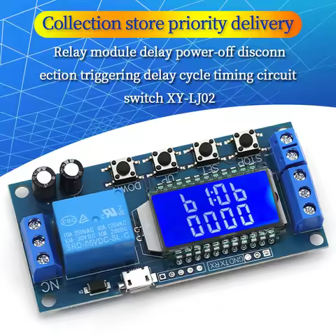 5V 12V 24V Time Delay Relay Module Delay Off Cycle Timer 0.01s‑9999min with LCD Display XY-LJ02