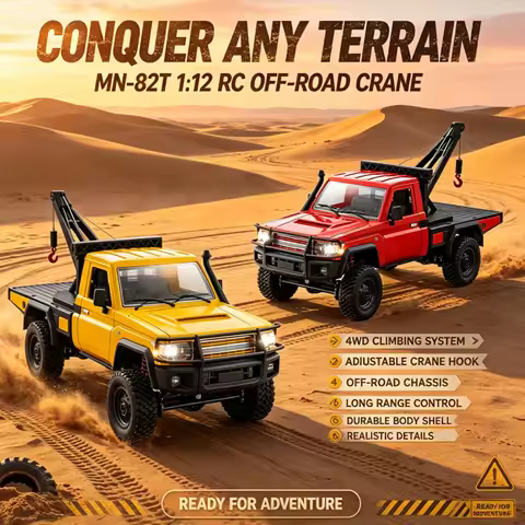 MN-82T RC Off Road Rescue Tow Truck 1:12 4WD Remote Control Climbing Pickup Car With Adjustable Cran