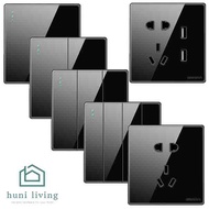 Light Switch // Black Glossy Light Switch 1/2/3 Gang Electrical Switch Acrylic Material