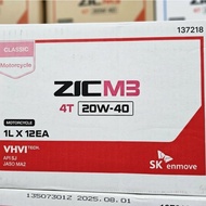 SK ZIC M3 4T 20W-40 Motorcycle Engine Oil (12 Bottles x 1 Liter)